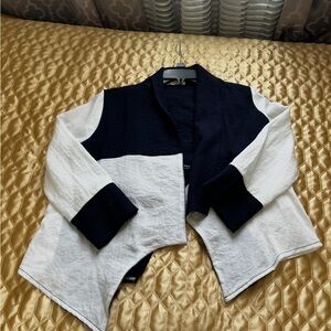 Black and White Open Front Jacket